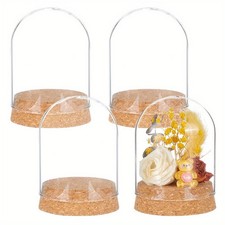 4PCs Glass Dome Cover Decorative Display Case Cloche Bell Jar Terrarium