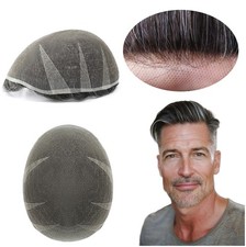 Human Hair Toupee for Men Natural Swiss Lace Systems 90 Density Hairpiece 1B20