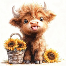 Cow Diamond Painting for Adults,Highland Cow Diamond Art Painting for Adults,5D