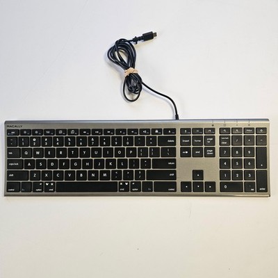 Macally Full Size USB-C Wired Keyboard Mac and PC Stainless Steel UCACEKEYSG 