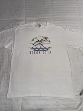 Vintage Ocean City Maryland White T-shirt Dolphin Sun Waves Made In USA Anvil