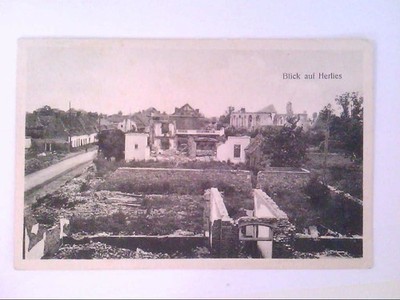 Blick auf Herlies. Frankreich. Feldpostkarte. K. B. 4. Komp. 6. Reserve - Divisi