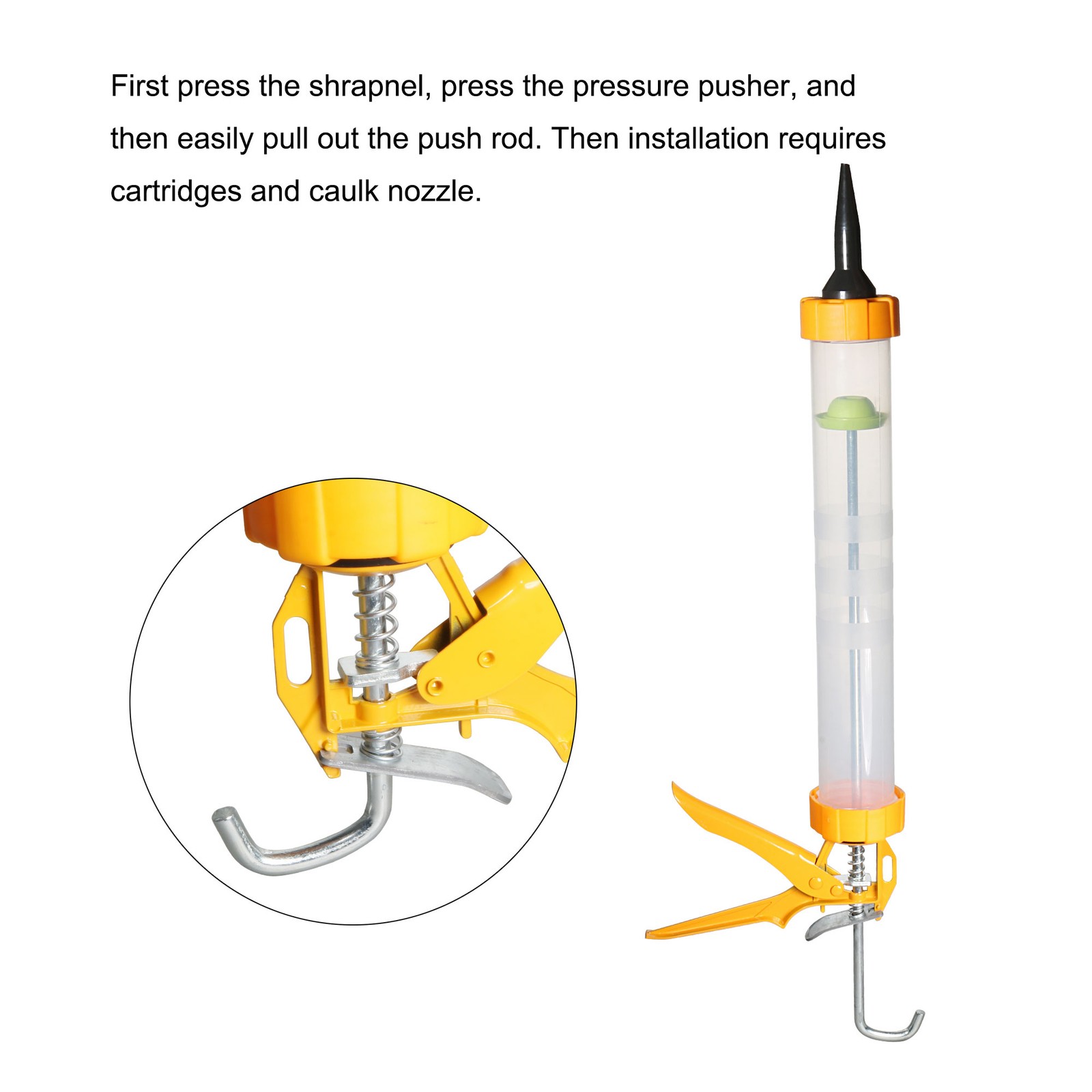 Sausage Caulking Gun ABS Sealant Cartridge Applicator Nozzles Translucent