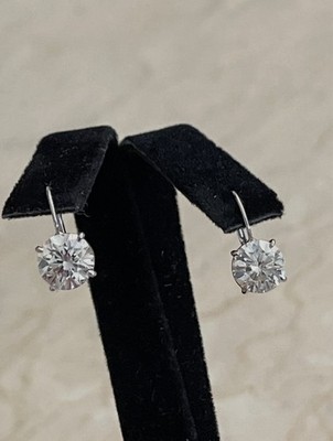 4.51 Carat NATURAL Round Diamond 950 Platinum Drop Dangle Earring GIA Certified