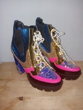 Cape Robin Multicolor Mermaid Women's Sequin Boots Size 9 Rainbow Sequin Glitter