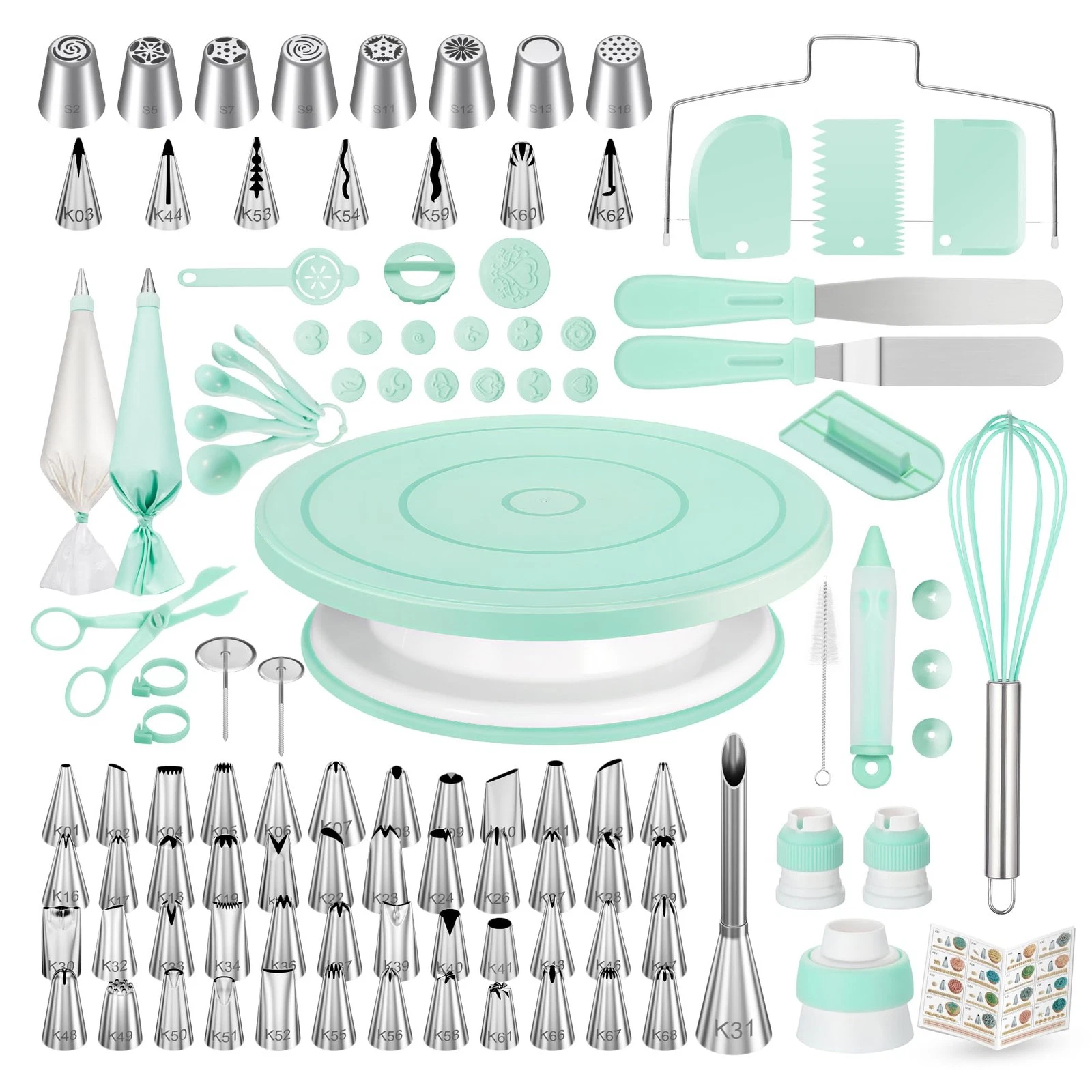 158PCs Cake Decorating Kit, Baking Supplies Tools - Includes Cake Stand Turnt...