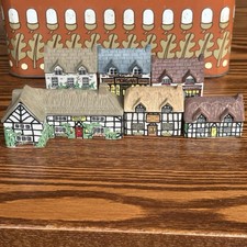 Vintage Wade England Village Houses x6 Miniature Ceramic Buildings Cottages