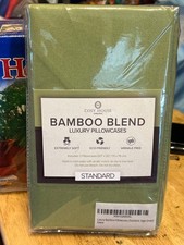 NEW Set of 2 Cosy House Bamboo Blend Luxury Sage Green Standard Pillowcases