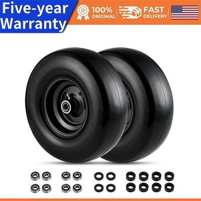 2Pack 13x5-6 Flat Free Lawn Mower Tire and Wheel 3/4'' extra 5/8'' 1/2'' Bushings