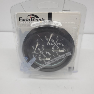 #ad Faria Beede 4 In 1 Marine Gauge Black Volts Oil Pressure Temp Fuel GF0001B $63.74