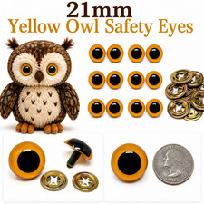 6 pair VTG Zims Yellow Owl Eyes 21mm Plastic Safety Amigurumi Craft Crochet Doll