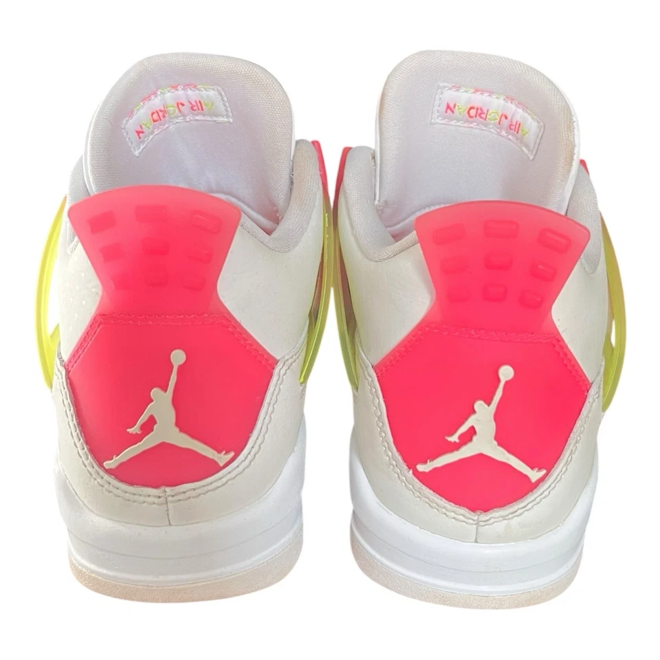 Девочки Nike Air Jordan 4 ретро лимон Venom белый розовый размер 5Y - Изображение 4 из 4