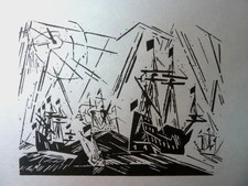 Stell-Es-Auf! Lyonel Feininger "Hansaflotte" Geschenk Holzschnitt Schiff Meer