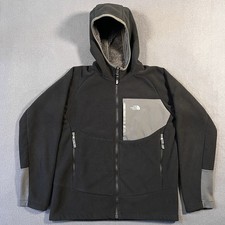 The North Face Jacket Boys XL 18-20 Black Gray Fleece Hooded Full Zip Lined