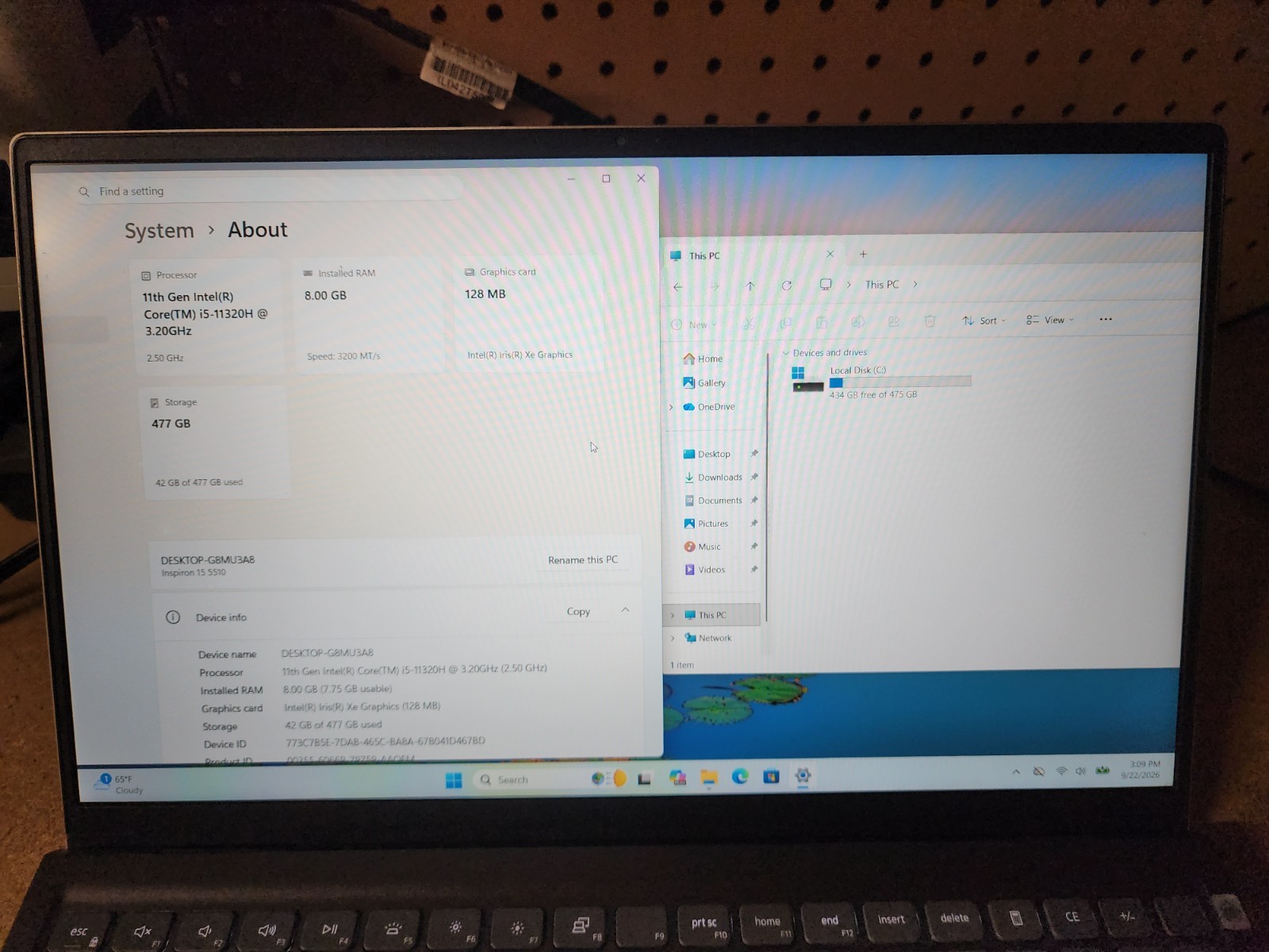 Inspiron 15 5510 i5-11320H 3.2GHz 8GB RAM 512GB SSD Win 11 Pro See Desc ...