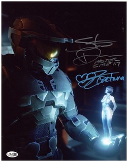 Steve Downes & Jen Taylor Signed 11x14 Photo Halo Autographed JSA COA