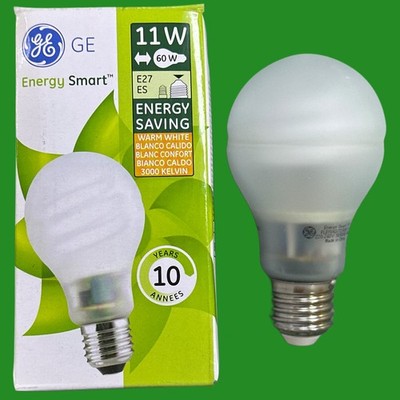 1x 11W (=60W) GE GLS CFL Glühbirne Low Energy Power Saving Globe ES E27 Schraube
