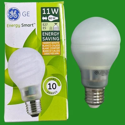 1x 11W (=60W) GE GLS Cfl Ampoule Économie Énergie Forme D'Énergie Globe Es E27 - Photo 1/3