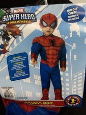 Spiderman Padded Jumpsuit W/Shoe Covers Mask Toddler Size 2-4 Costume