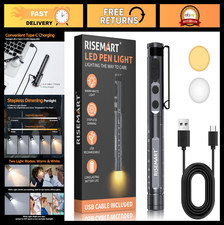 Rechargeable LED Pen Light for Nurses Doctors, Warm/Cool White, Dimmable, Port