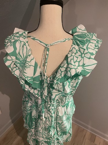 Robe à volants en coton col V Lilly Pulitzer Ritamarie taille 14 vert menthe verte 248 $ - Photo 6/10