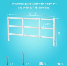 Fixed Window Guard   Adjustable Child Safety Window- 14  Tall X 21  -38  Wide