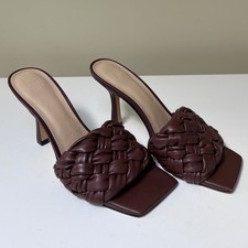 Marc Fisher LTD Raya Braided Leather Slide Sandals Square Toe Mules NWT Size 8.5