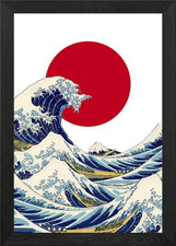 Japan wave Framed Wall Art Poster Canvas Print Picture