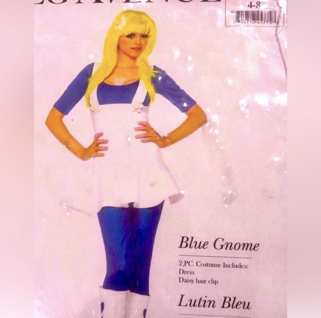 Vestido Disfraz Halloween Gnomo Azul Mujer Pequeño Flor Margarita Accesorios para el Cabello