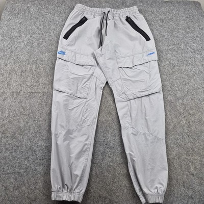 Nike Tracksuit Bottoms Mens Large Grey Air Max Cargo Jogger Pants Zip Pockets