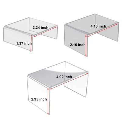 3pcs Square Acrylic Clear Display Stands Showcase Set Jewelry Makeup Holder