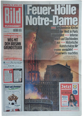 BILD Zeitung 16.04.2019 April Notre-Dame Tiger Woods für Geburtstage, Hochzeiten