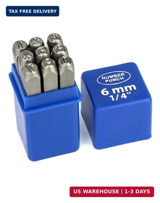 QWORK Metal Number Stamp Set, 1/4'' 6mm, DIY Tool for Brass, Aluminum, Plastic, W