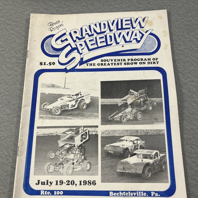 Vintage Grandview Speedway (PA) Official Souveinir Program - July 19-20, 1986