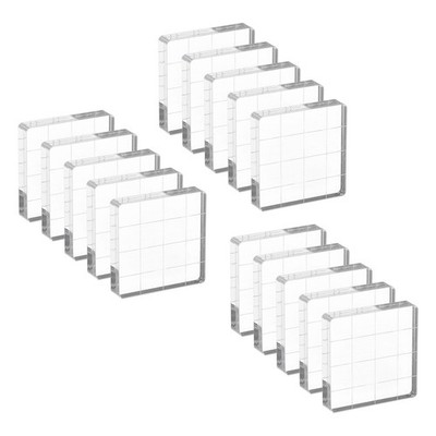 Acrylic Stamp Block, 15 Pack Square Shape with Grid Lines, 1.50'' x 1.50''