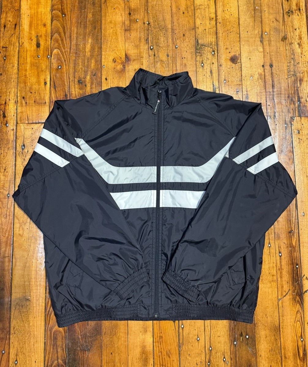 Vintage Champion Full Zip Windbreaker Jacket Size XL Black