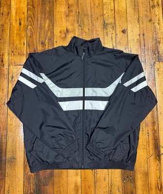 Vintage Champion Full Zip Windbreaker Jacket Size XL Black