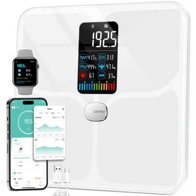 Smart Body Fat Scale   Digital Bathroom Scale 400lb, 16 Metrics, BMI, Heart Rate