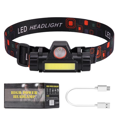 1/2 CONFEZIONE COB Lampada frontale LED USB ricaricabile impermeabile torcia frontale - Foto 11 di 11