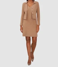 MSK Women's Beige Ribbed Long-Sleeve Cardigan & Sweater Dress Size M