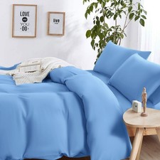 Reversible Duvet Cover Set 4 Piece Quilt Covers With Fitted Sheet & pillowcases