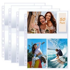 50 Pack Photo Sleeves Holds 300 4"x6" Photos, Clear Page 4"x6",