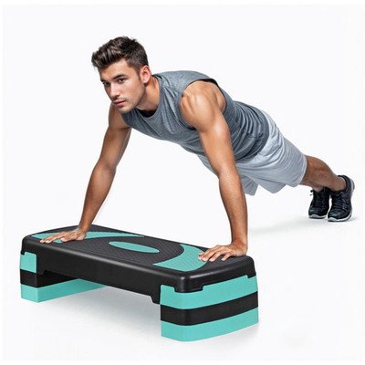 31'' Adjustable Workout Aerobic Step Exercise Platform Trainer with 4 Riser Green