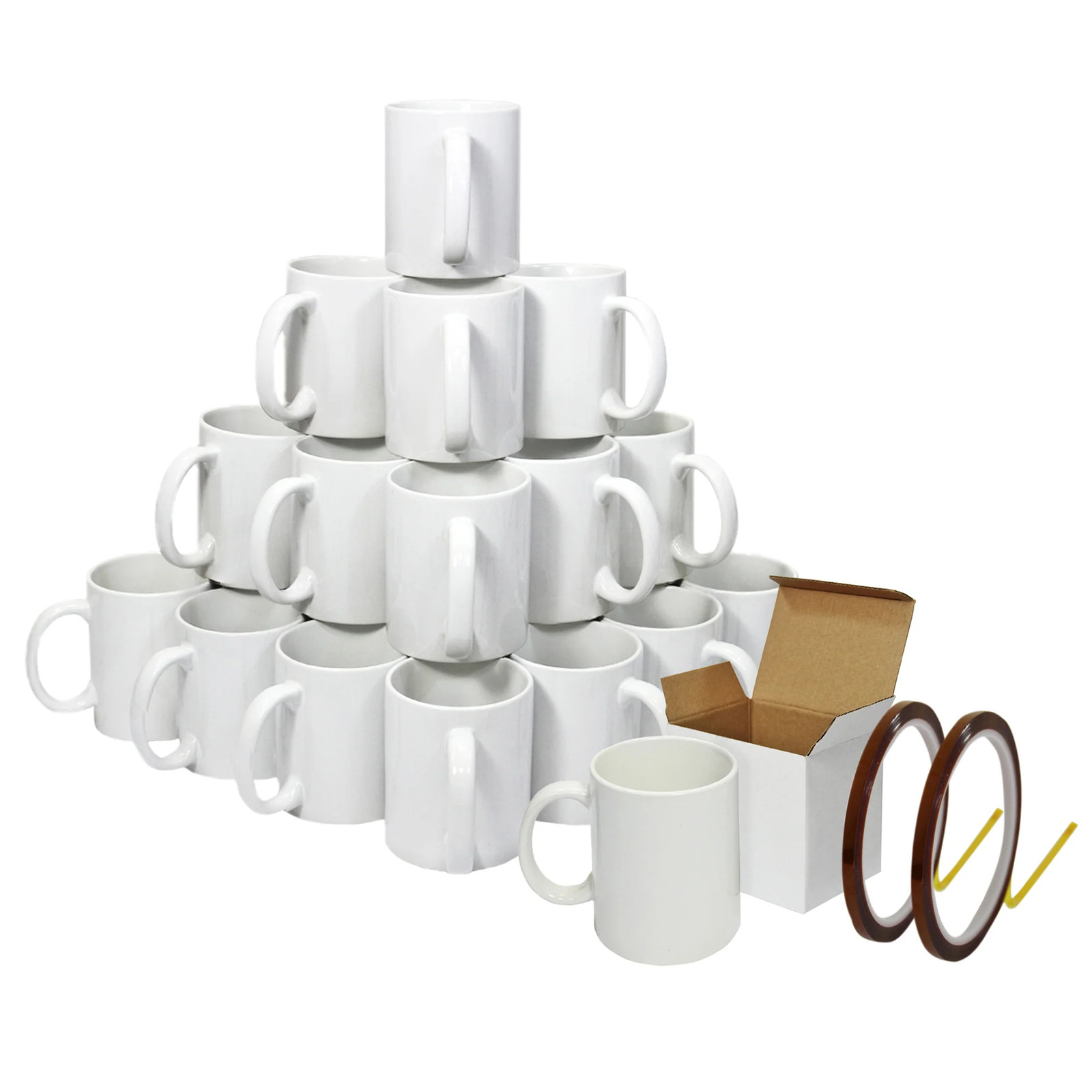 Tasses de sublimation lot de 72 céramiques 325 ml revêtement haute définition avec boîtes