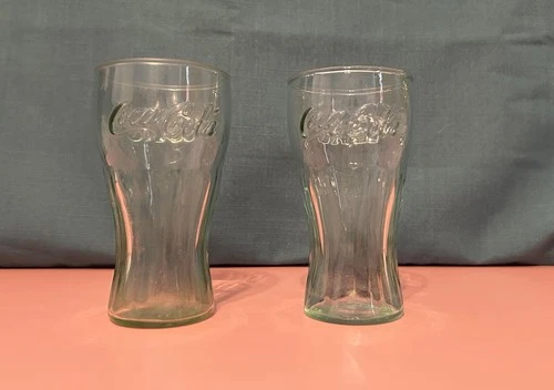 Vintage Mini Coca Cola Classic Glasses Set Of 2, Green