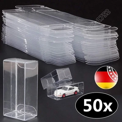 MARKENLOS 50x Displaybox Vitrine PVC für Tomica Hotwheels Matchbox 1:64 Auto Aufbewahrung