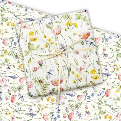 100 Sheets Spring Floral Tissue Paper Watercolor Wildflower Printed Gift Wrappin