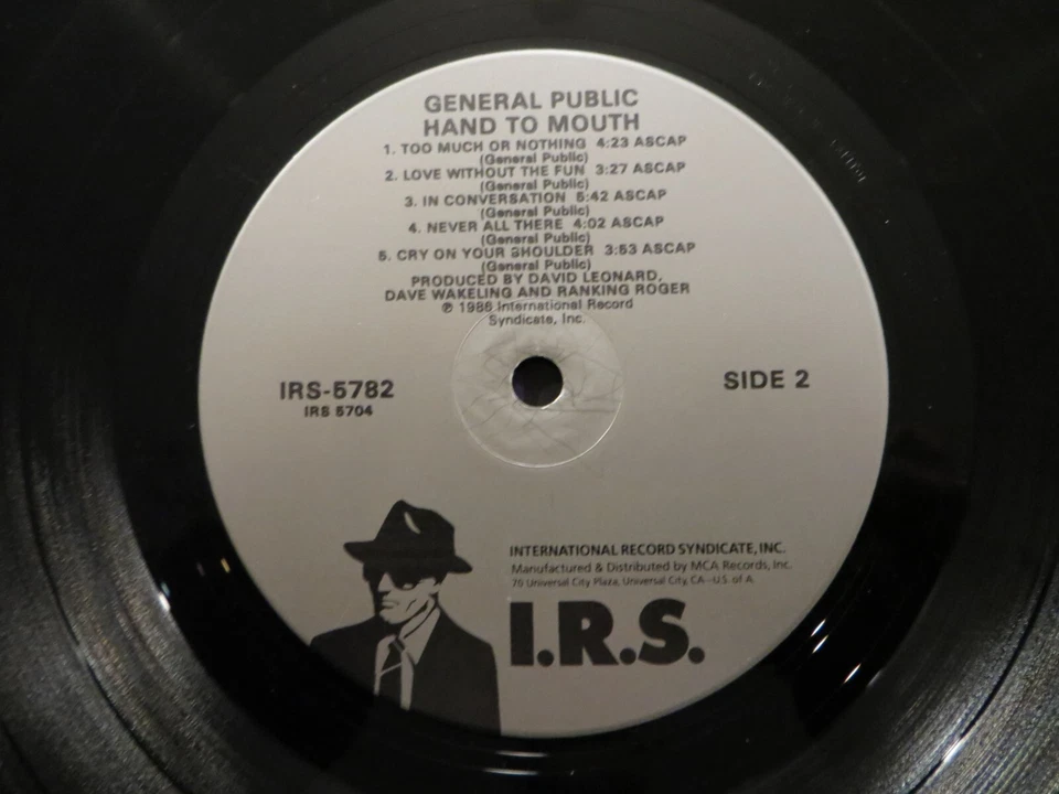 General Public – Hand To Mouth - 1986 - I.R.S. Records IRS-5782 Vinyl LP VG+/VG+ - Image 4 of 4
