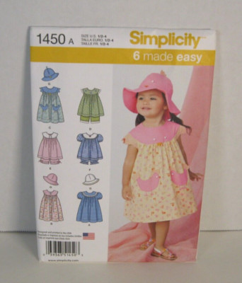 Simplicity 6 Made Easy Dress, Top, Panties & Hat 9605 Pattern Toddlers 1/2-4 UC