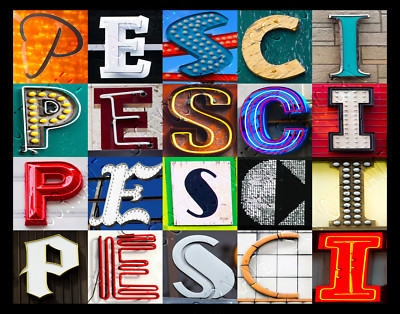 PESCI Name Poster featuring photos of actual sign letters